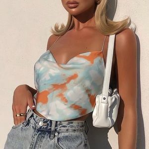 Runway Feature Crop Aqua Tie Dye